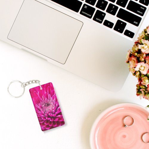 Deep Pink Chrysanthemum Keychain