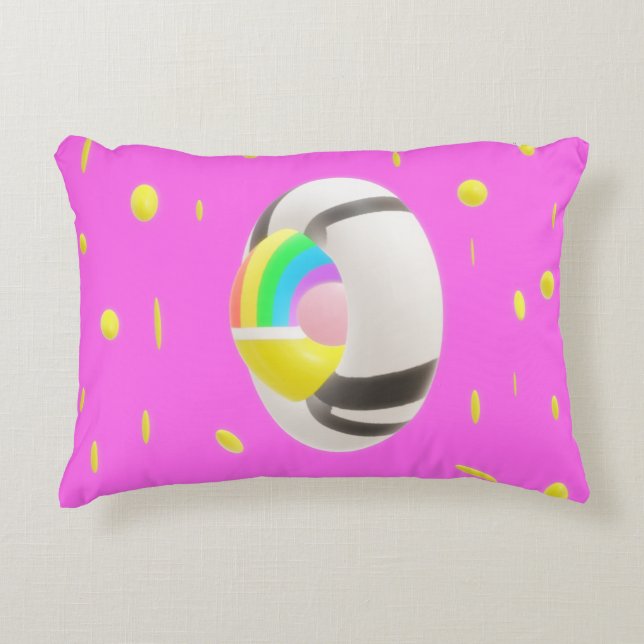 Deep pink cute sweet sunshine patterned cute style accent pillow (Front)