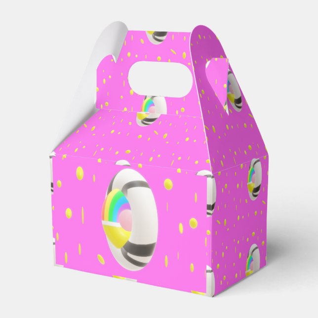 Deep pink cute sweet sunshine patterned pillow favor boxes (Front Side)