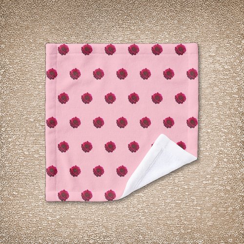 Deep Pink Dahlia Flower Seamless Pattern on Wash Cloth