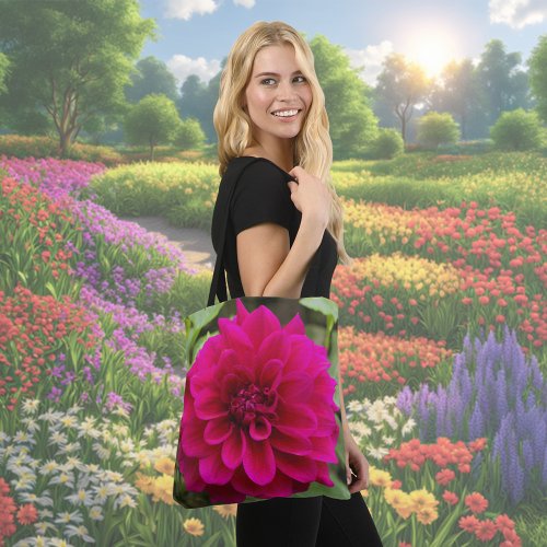 Deep Pink Dahlia Flower Tote Bag