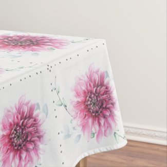 Deep Pink Dahlia Romantic Floral Tablecloth