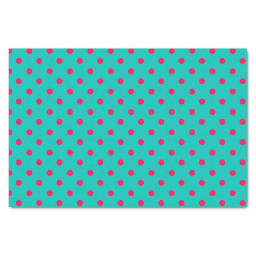 Deep Pink Dots on Aqua Blue Tissue Paper