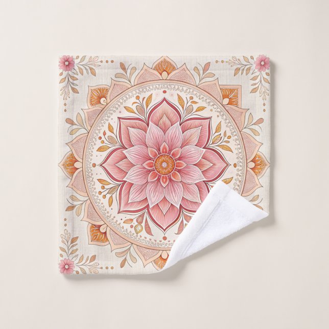 Deep Pink Eye Catching Floral Design Wash Cloth (Wash Cloth)