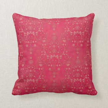 Deep Pink Floral Damask Pattern Throw Pillow by MHDesignStudio at Zazzle