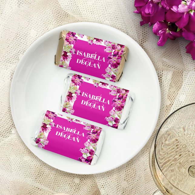Deep pink floral wedding favors custom wording (Creator Uploaded)