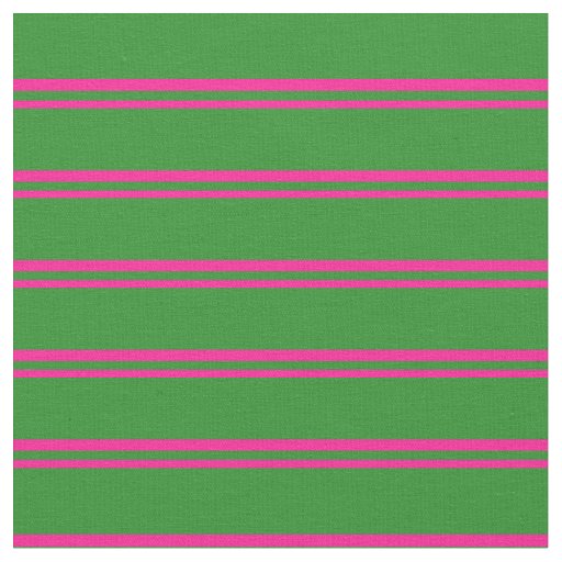 Deep Pink & Forest Green Stripes Pattern Fabric