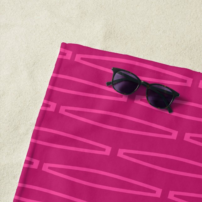 Deep Pink Geometric Repeat  Beach Towel (In Situ)