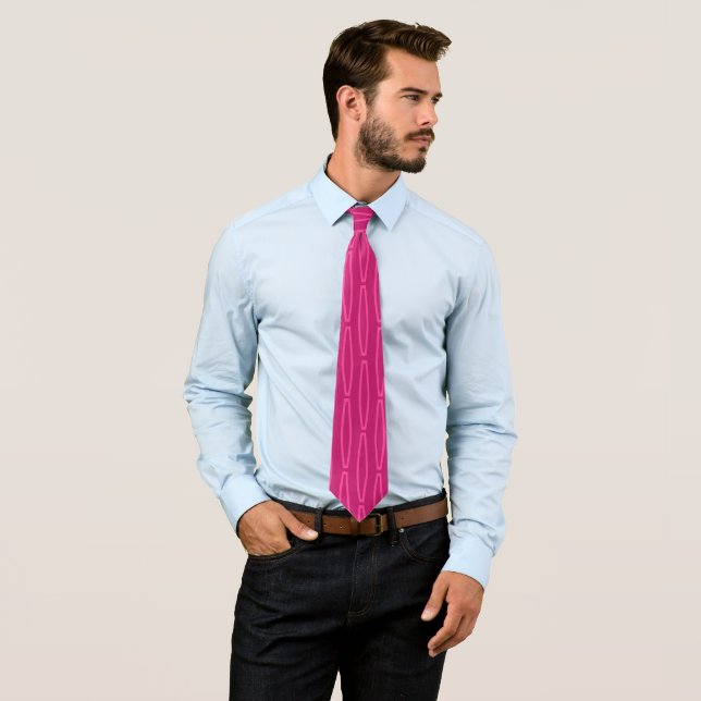 Deep Pink Geometric Repeat  Neck Tie (In Situ)