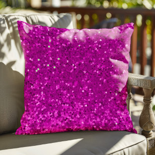 Deep Pink Glam Faux Glitter Pattern Throw Pillow