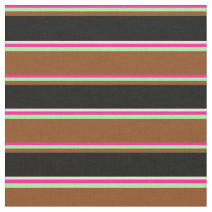 Deep Pink, Green, Brown, Black, and Beige Colored Fabric