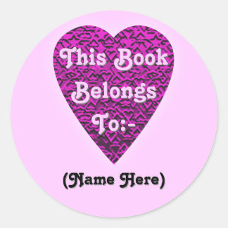 Deep Pink Heart. Patterned Heart Design. Classic Round Sticker