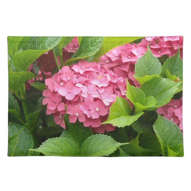 Deep Pink Hydrangeas Cloth Placemat (Front)