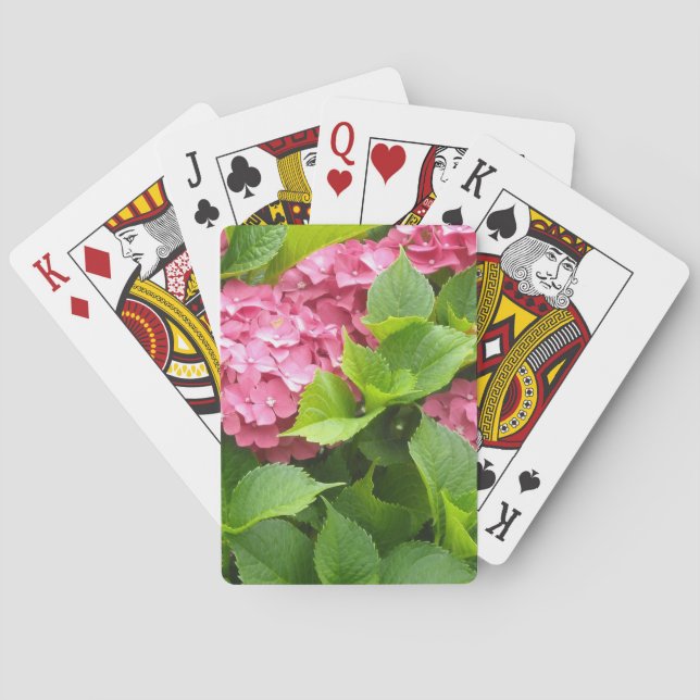 Deep Pink Hydrangeas Poker Cards (Back)
