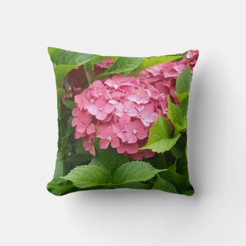 Deep Pink Hydrangeas Throw Pillow