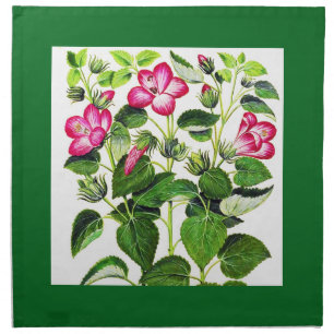 Deep Pink Italian Hibiscus Flowers Cloth Napkin