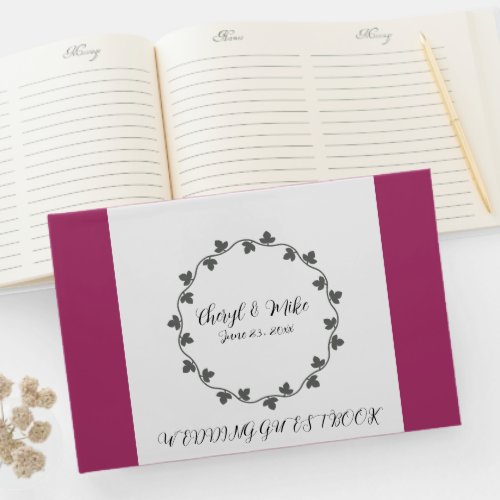 Deep Pink Ivy Wreath Stylized Wedding Guest Book