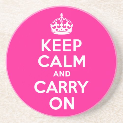 Deep Pink Keep Calm and Carry On Coaster