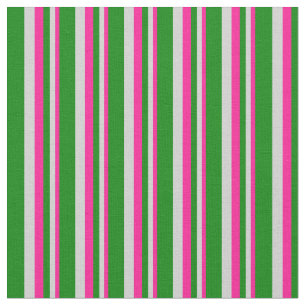 Deep Pink, Light Gray, and Green Colored Stripes Fabric