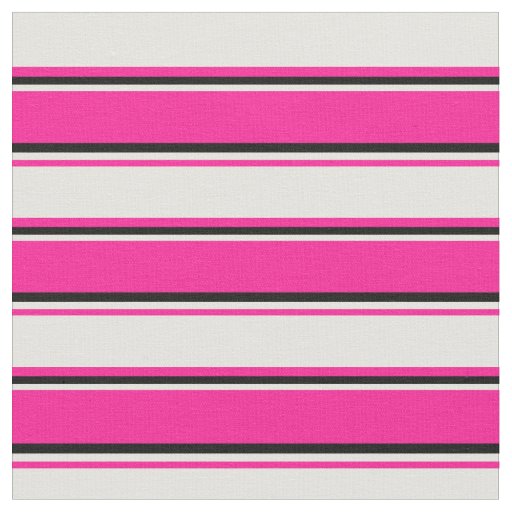 Deep Pink, Light Yellow & Black Lines Fabric