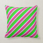 [ Thumbnail: Deep Pink, Lime, Sky Blue, and White Colored Throw Pillow ]