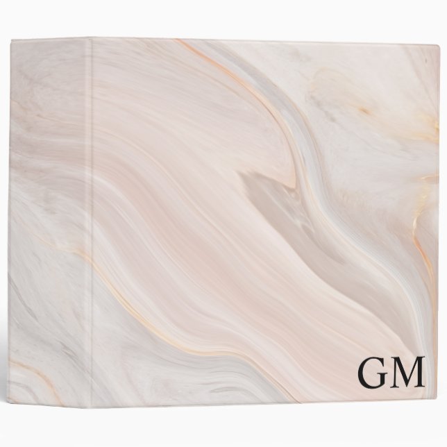 Deep Pink Marble Texture with Custom Text 3 Ring Binder (Front/Spine)