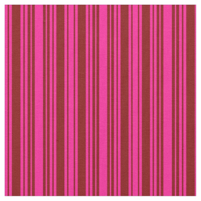 Deep Pink & Maroon Lined/Striped Pattern Fabric (Close Up)