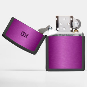 Deep Pink Metallic Texture Custom Monogram Zippo Lighter