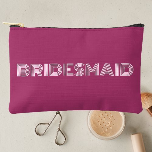 Deep Pink Modern Minimalist Bridesmaid Accessory Pouch