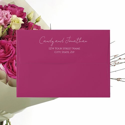 Deep Pink Modern Script Wedding Envelope