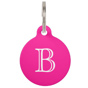 Deep Pink Monogram Initial Name Pet Name Tag