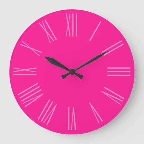 Deep Pink Monotone Roman Numerals Large Clock