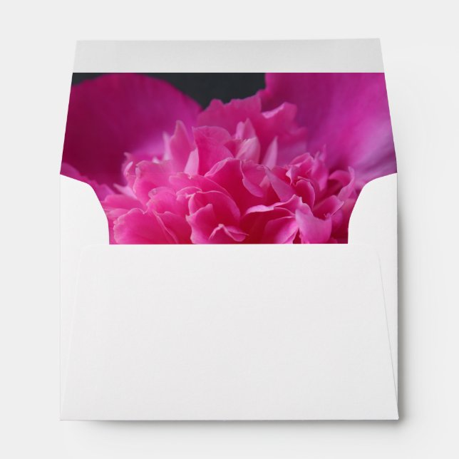 Deep pink peony on black envelope (Back (Bottom))