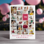 Deep Pink Photo Collage Happy Birthday Grandma Card<br><div class="desc">Wish grandma a happy birthday with this jumbo photo collage birthday card to which you can add 19 photos of the grand kids,  and grandmas age in big white letters against a deep pink background.</div>