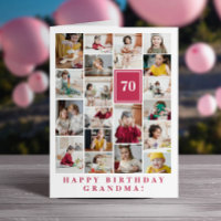 Deep Pink Photo Collage Happy Birthday Grandma