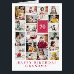 Deep Pink Photo Collage Happy Birthday Grandma Card<br><div class="desc">Wish grandma a happy birthday with this jumbo photo collage birthday card to which you can add 19 photos of the grand kids,  and grandmas age in big white letters against a deep pink background.</div>