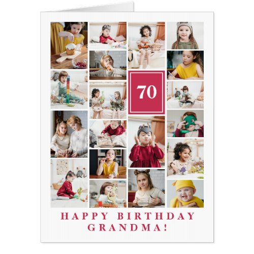 Deep Pink Photo Collage Happy Birthday Grandma