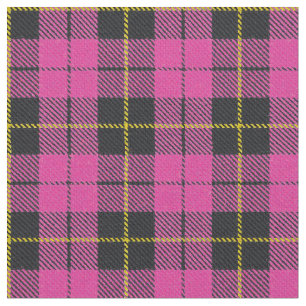 Deep pink plaid yellow/gold/black stripe fabric
