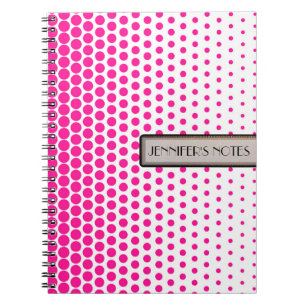 Deep Pink Polka Dot Elegant Modern White Notebook