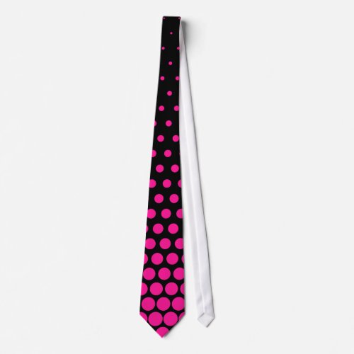 Deep Pink Polka Dot Modern Black Neck Tie