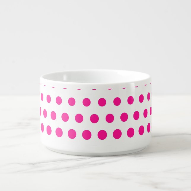 Deep Pink Polka Dot Modern White Bowl (Center)
