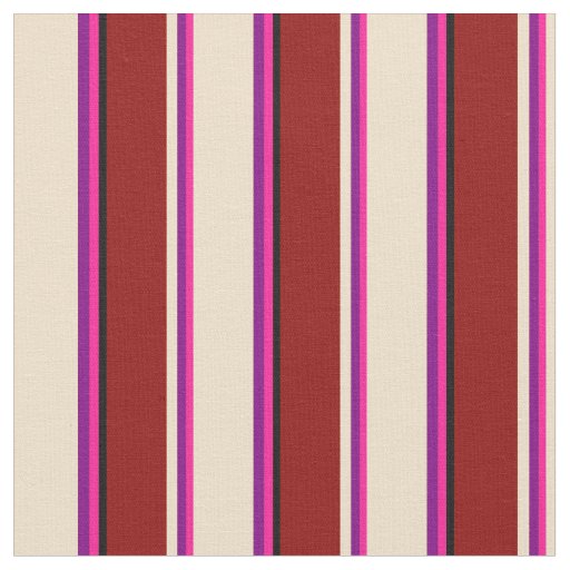 Deep Pink, Purple, Tan, Dark Red & Black Pattern Fabric