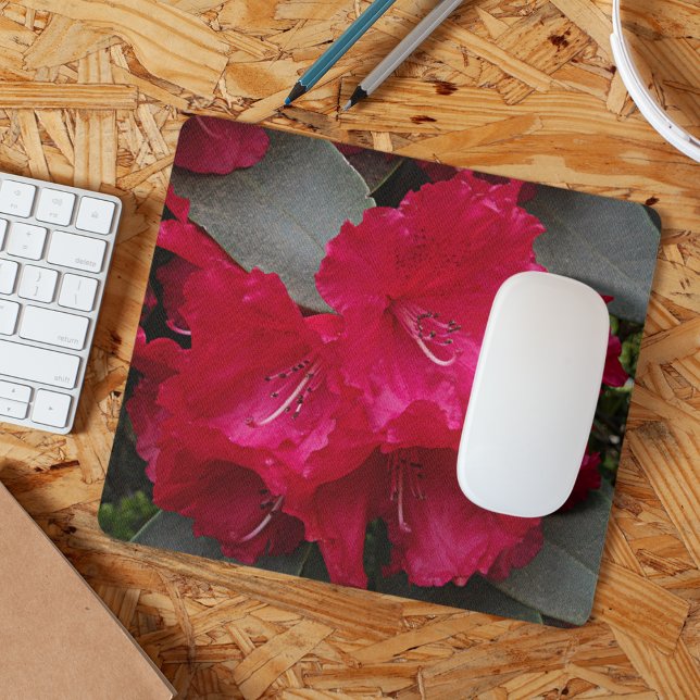 Deep Pink Rhododendron Bloom Floral Mouse Pad (In Situ)