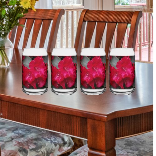 Deep Pink Rhododendron Blooms Floral Can Glass