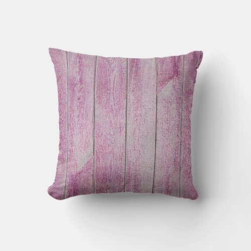Deep Pink Rose Glam Metallic Wood Cottage Throw Pillow