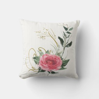 Deep Pink Rose Moderne Throw Pillow