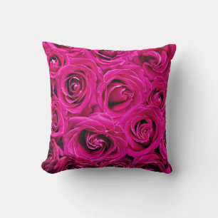Deep Pink Roses Throw Pillow