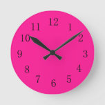 Deep Pink Round (medium) Wall Clock at Zazzle