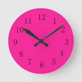 Deep Pink Round (medium) Wall Clock by Red_Clocks at Zazzle