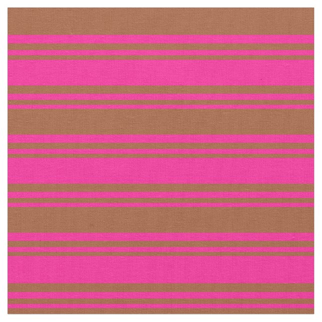 Deep Pink & Sienna Colored Lined Pattern Fabric (Close Up)